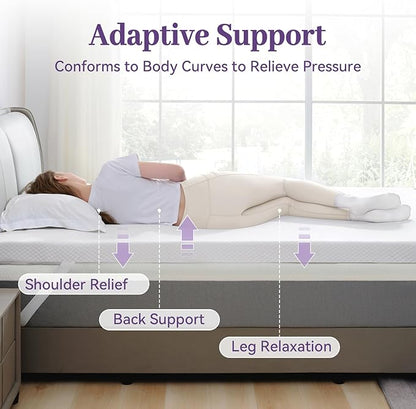 SINWEEK 3 Inch Gel Memory Foam Mattress Topper Queen Size, Ventilated High Density Pad for Back Pain, Bed Topper with Removable Soft Cover, CertiPUR-US Certified