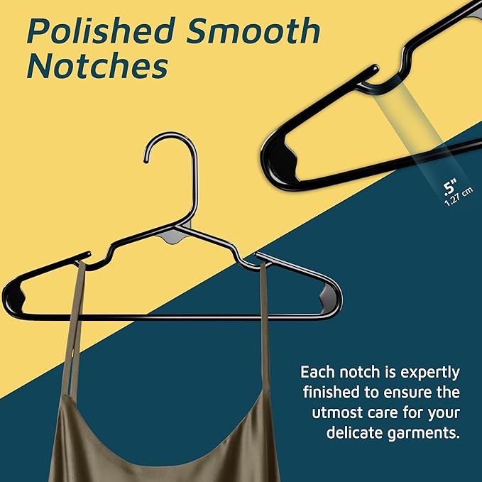 Lifemaster Plastic Kids Clothes Hanger – Children Clothes Hanger with Shoulder Notch, 11.6 Inch Space-Saving Closet Organizer for Baby, Toddler, and Kids Clothing, Hold Up to 5 lbs, Pack of 50, Black