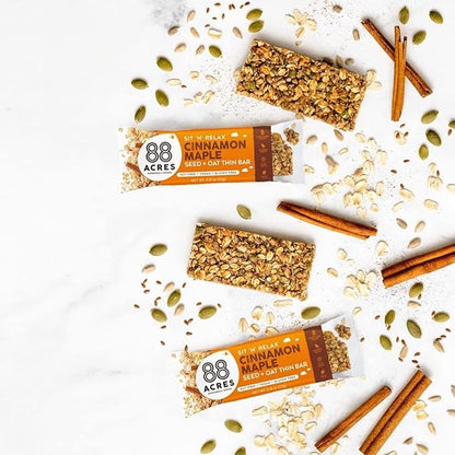 88 Acres Granola Bars | Cinnamon Maple | Gluten Free, Nut-Free Oat and Seed Snack Bar | Vegan & Non GMO | 12 Pack