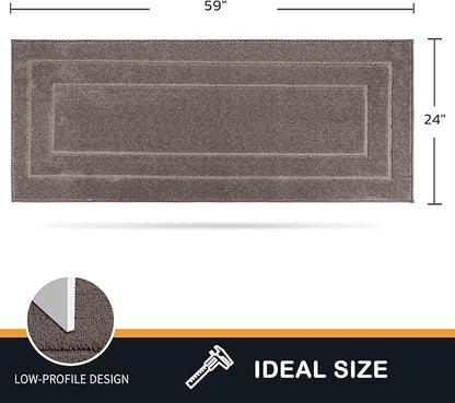 PURRUGS Dirt Trapping Door Mat 24" x 59", Non-Slip/Skid Machine Washable Entryway Rug, Dog Doormat, Super Absorbent Welcome Mat for Muddy Wet Shoes and Paws, Grayish Brown