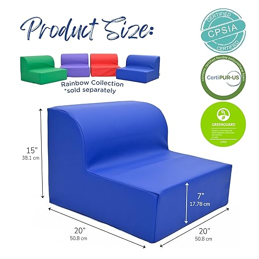 Children's Factory Library Lounger, Flexible Seating Classroom Furniture, Comfy Kids Chairs, Blue, Single Lounger