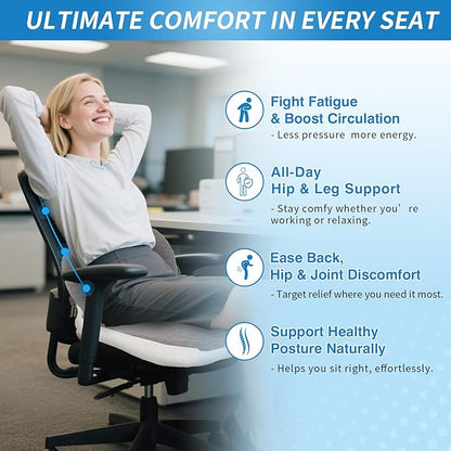 Memory Foam Truck Seat Cushion for Truck Driver Ergonomic Driver Seat Cushion with Lumbar Support & Sciatica Relief, Ideal Car Seat Cushions for Driving & Semi Truck & Office Chair