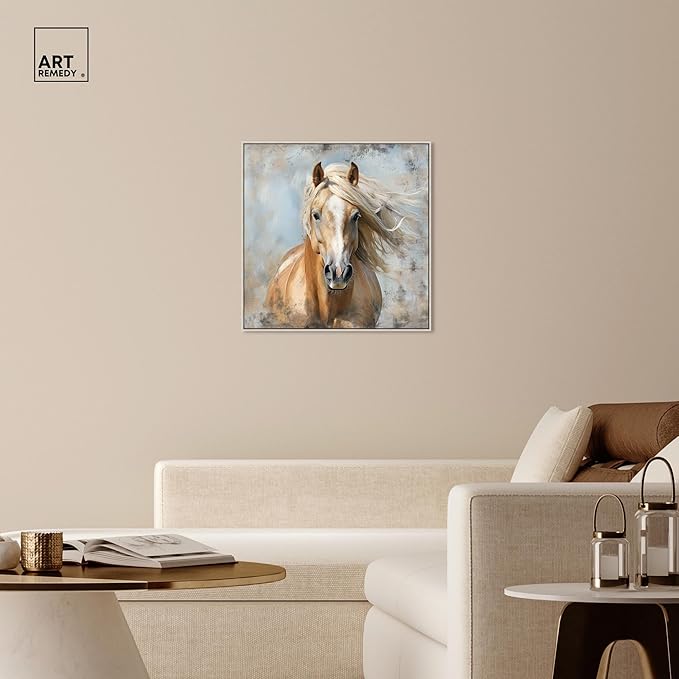 Art Remedy Rustic Rider Canvas Horse Wall Art, Silver Frame, 30" x 30"