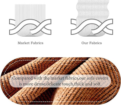 STACYPIK Soft Chenille Orange Sofa Covers, Herringbone Jacquard Pet Protector for 3 Cushion Couch, Loveseat Couch Cover for Sectional, Pumpkin Non-Slip Sofa Slipcover, Multi-Use Throw Blanket-71X134IN