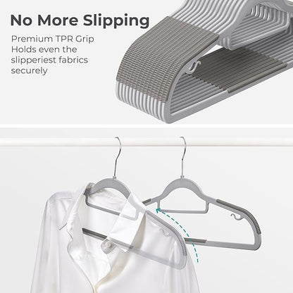HOUSE DAY Quality Plastic Hangers 30 Pack, Non Slip Plastic Clothes Hangers Gray, Ultra Thin Hangers with 360° Swivel Hook, Heavy Duty Coat Hanger Space Saving, Ideal for Suits, Shirts, Pants