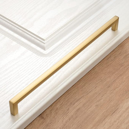 KOOFIZO Solid Square Bar Cabinet Handle - Brushed Gold Furniture Pull, 10 Inch/256mm Screwhole Distance, Pack of 5 for Kitchen Cupboard Door, Bedroom Dresser Drawer, Bathroom Wardrobe Hardware