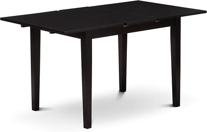 East West Furniture NOEN5-BLK-69 5 Piece Kitchen Table & Chairs Set Includes a Rectangle Butterfly Leaf Dining Table and 4 Black Faux Leather Parsons Chairs, 32x54 Inch, Black