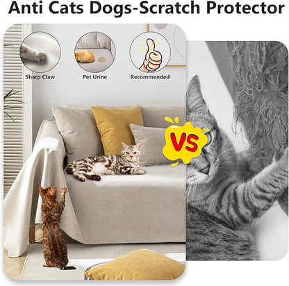 STACYPIK Waterproof Anti-Cat Scratch Couch Covers, Beige Sofa Covers for Dogs, Non-Slip Couch Covers for 2 Cushion Couch, Washable Love Seat for Sectional, Furniture Protector Sofa Slipcover-71X90IIN