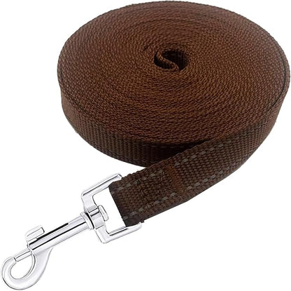 Nylon Training Dog Leash for Small Medium Dogs, 15ft 20ft 30ft 50ft 100ft Reflective Long Leash Dog/Puppy Lead for Obedience Recall Training, Camping