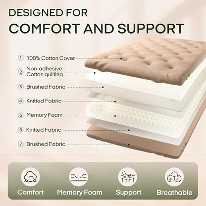 ZonLi Japanese Floor Futon Mattress Twin Size 39"x 75",100% Cotton Cover 6'' Thicken Tatami Mattress,Foldable Sleeping Pad,Portable Dormitory Tatami Mat,Roll Up Floor Lounger Bed for Adult (Khaki)