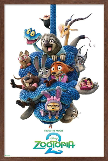 Disney Zootopia 2 (2025) - Group One Sheet Wall Poster, 22.4L" x 14.7W", Mahogany Framed Version