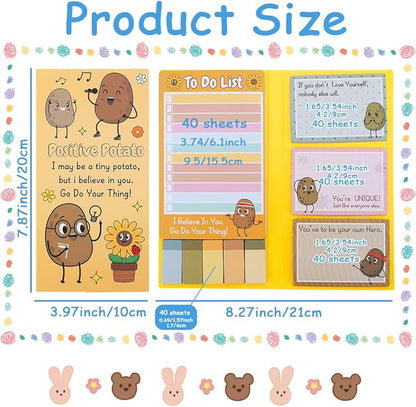 QPIXVB Potato Sticky Notes Set,Inspirational Gifts,Cute School Supplies,440 Sheets Sticky Notes,Office Christmas Gifts,Cute Desk Accessories,Potato Writing Memo Pads for Students Home School Supplies