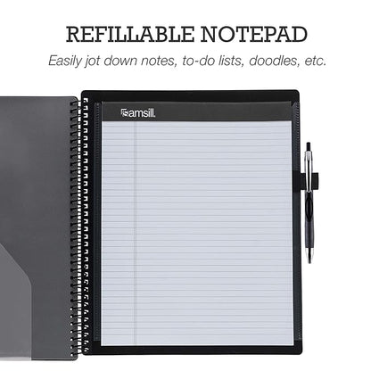 Samsill Spiral Folder Organizer - 5 Dividers & 10 Pockets with Notepad Holder, Multi Pocket Color Cordinated Folder Binder with Customizable Tabs, Document Organizer (Grey)