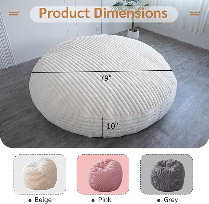 BYBYME 3 in 1 Bean Bag Chairs, Bean Bag Bed for Adults High-Density Foam Filling, Convertible Sofa Bed Faux Fur, Giant Bean Bag Chairs for Adults