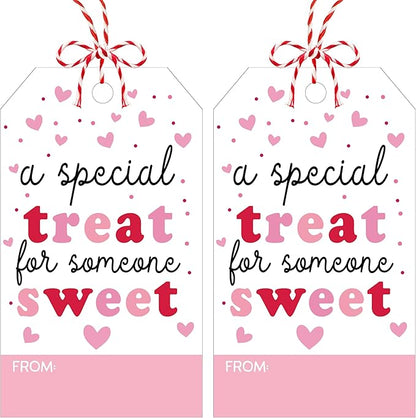 Valentines Day Gift Tags - 50Pcs Happy Valentine's Day Tags with String, A Special Treat for Someone Sweet Tag for Gift Wrapping, Valentine's Day Decoration