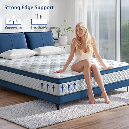 Queen Mattress, 12 Inch Medium Firm Hybrid for Queen Size Bed, Memory Foam Mattress in a Box for Pressure Relief, Individual Pocket Spring-Motion Isolation with Edge Support, CertiPUR-US