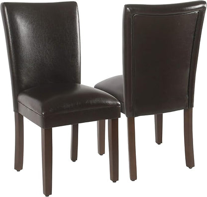 HomePop Parsons Dining Chair - Brown Faux Leather (Set of 2)