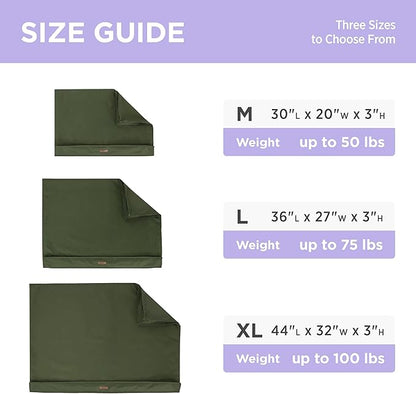 LE SURE Waterproof Dog Bed Cover Replacement Washable - Medium Size for Pet Mat 30x20x3 Inches, Green