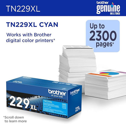 Brother Genuine TN229XLC Cyan High Yield Printer Toner Cartridge - Print up to 2,300 Pages(1)