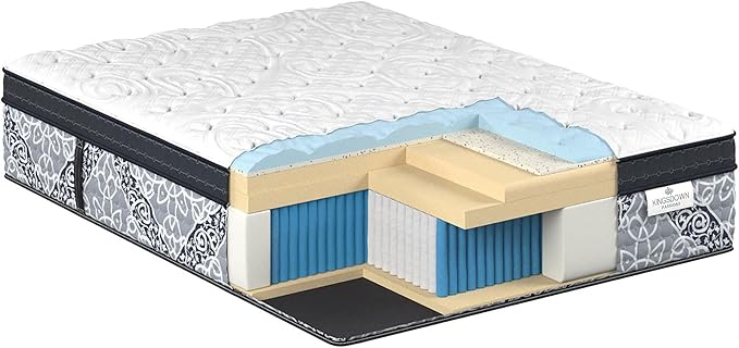 Kingsdown Passions Kelbrooke 16" Ultra Plush Euro Pillow Top Hybrid Mattress Full, Gel Memory Foam Layer Motion Isolation Quilted Top Premium Mattress
