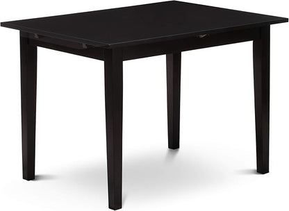 East West Furniture NOFL3-BLK-21 3 Piece Modern Dining Table Set Contains a Rectangle Wooden Table with Butterfly Leaf and 2 Blue Linen Fabric Upholstered Chairs, 32x54 Inch, Black