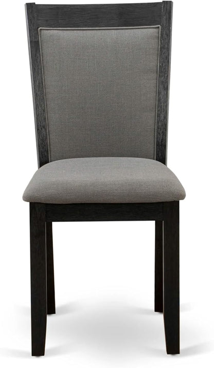 X07MZ-BC6-50 - 10-Pc Dining Table Set a Kitchen Table with a coffee Table and a wooden Bench & 7 Dark Gotham Grey Fabric Dining Chair, 39x120 Inch, Wire Brushed Black