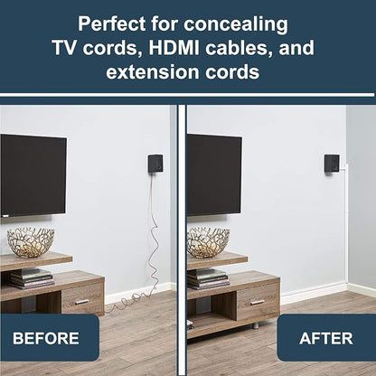 Legrand - Wiremold Cord Cover, White Cord Hider for Mounted TV, Sortable 12 Foot Cord Cover to Hide TV Cords