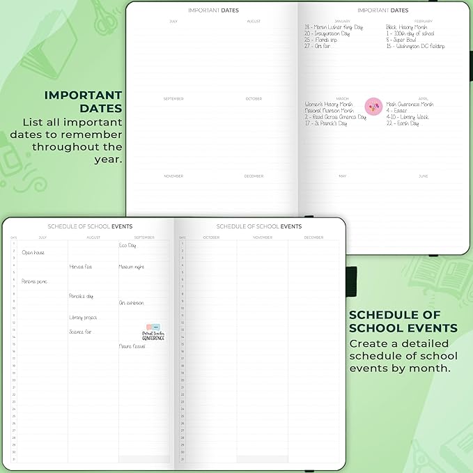 Clever Fox Teacher Planner – School Year Planner with Calendars & Lesson Plans – Book for Classroom & Homeschool Organization, A4 (Dark Green)