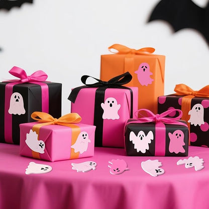 Bright Color Sticky Note - 72pcs Christmas Pink Ghost Super Sticky Note Pads Pen Ribbons Set Sticking Power Memo Pads School Supplies Office Product Page Markers Clean Removal Strong Adhesive