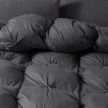 Luxurious Heavyweight Goose Down Feather Fiber Comforter Duvet Insert, Exquisite Gray Pinch Pleat Design, Oversize Palatial King 120 x 98, Premium Baffle Box 100% Egyptian Cotton, 95 oz Fill Weight