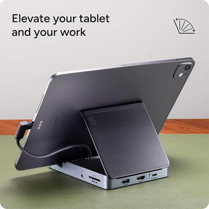 ZAGG 6-Port Media Hub – for iPad, Chromebook, Android & More – HDMI 4K 60Hz, USB-C PD 100W, USB-A 3.2 10Gbps, SD & MicroSD Card Readers, Audio Jack – Compact & Durable w/Media Buttons