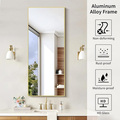 KOCUUY Gold Bathroom Mirror, 20"x48" Rectangle Bathroom Mirror for Wall, HD Tempered Glass, Anti-Rust Frame, Modern Design for Bathroom, Bedroom, Living Room, Entryway