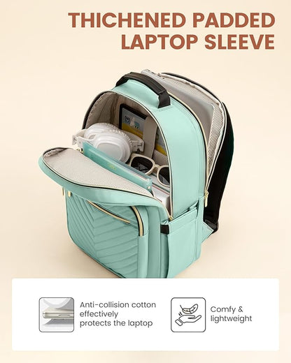 LOVEVOOK Laptop Backpack for Women with Giant Tumbler Holder 17.3 inch,Designer Travel Backpack Laptop Bag College Backpack,Quilted Work Nurse Teacher Backpack Purse Computer Bag Daypack,Taro Purple