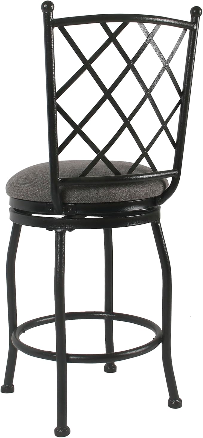 HomePop Home Decor | Metal Counter Height Bar Stools | 24" Bar Stools with Back | Decorative Home Furniture (Gray Woven)