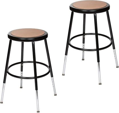 OEF Furnishings (2 Pack Height Adjustable Steel Stools, Black, 19-27"