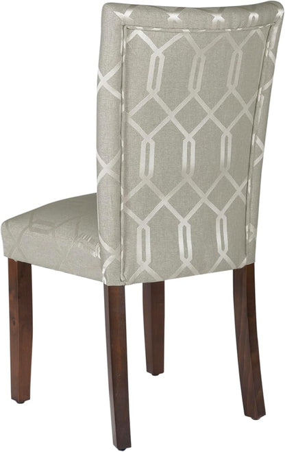 HomePop Classic Parsons Dining Chair - Pewter Gray Cream Lattice (Set of 2)