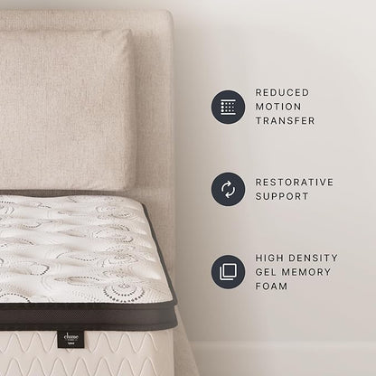 Signature Design by Ashley Queen Size Chime 12 Inch Medium Firm Hybrid Mattress with Cooling Gel Memory Foam for Pressure Relief, Fiberglass Free, Mattress In A Box