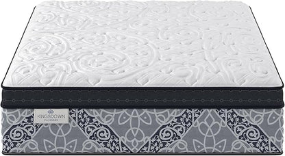 Kingsdown Passions Kelbrooke 16" Plush Euro Pillow Top Hybrid Mattress Twin, Cool Gel Memory Foam Layer Motion Isolation Quilted Top Premium Mattress