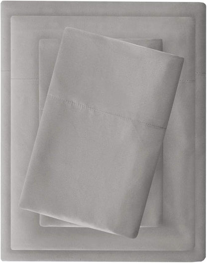 Madison Park 3M Microcell Bed Sheet Set Color Fast, Wrinkle and Stain Resistant, Soft Sheets with 16" Deep Pocket All Season, Cozy Bedding-Set, Matching Pillow Case, Cal King, Grey, 4 Piece