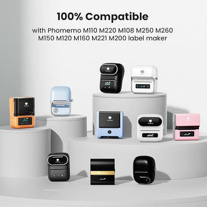 960 pcs Thermal Sticker Barcode Label Paper, Phomemo Multi-Purpose Self-Adhesive Tag for M110/M220/M108/M250/M260/M120/M150 Label Maker Machine, 1.18'' x 0.78"(30X 20mm),320 Pcs/Roll, Black on White