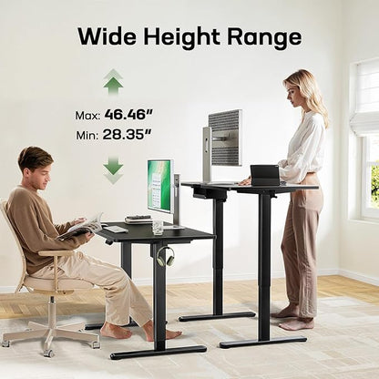 Marsail Electric Standing Desk with One-Piece Desktop,63 x 30 inch Height Adjustable Office Gaming Computer Desk with Deeper Tabletop,Home Office Stand up Desk with 4 Memory Presets, table for Bedroom