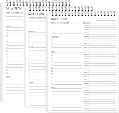 3 Pcs 24 Hour Daily Planner - To Do List for Work & Personal Life, Everyday Productivity Planner, Daily Schedule, 6.5 x 9.8