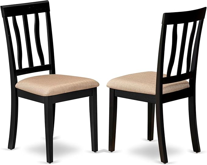 East West Furniture LGAN7-BCH-C 7 Piece Dining Table Set Consist of a Rectangle Wooden Table with Butterfly Leaf and 6 Linen Fabric Dining Room Chairs, 42x84 Inch, Black & Cherry
