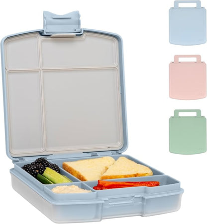 Ubbi Bento Lunch Box for Kids with 4 Compartments, BPA-Free, Leakproof, Dishwasher Safe, Food-Safe Material, Portion-Controlled Lunch Container, Back to School, Cloudy Blue
