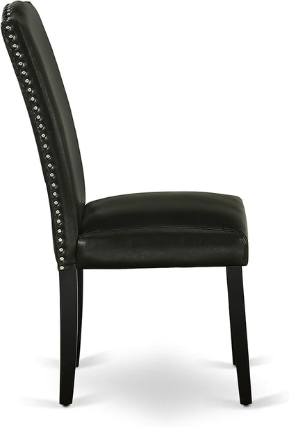 East West Furniture NOEN5-BLK-69 5 Piece Kitchen Table & Chairs Set Includes a Rectangle Butterfly Leaf Dining Table and 4 Black Faux Leather Parsons Chairs, 32x54 Inch, Black