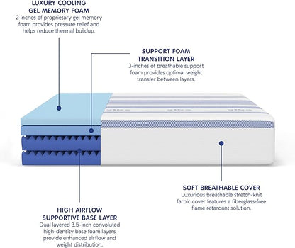 Vibe 12-Inch Gel Memory Foam Mattress | Bed in a Box, [Mattress Only], Twin XL (410263-1120)