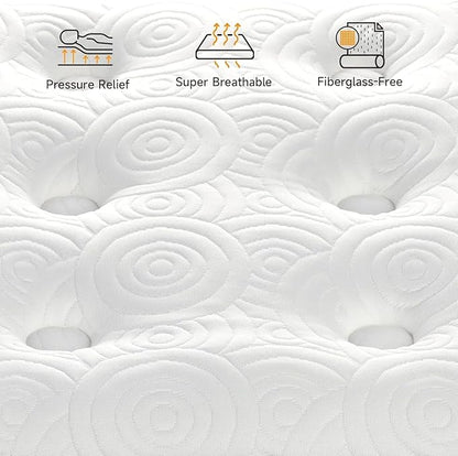 Vesgantti Queen Mattresses 12 Inch Hybrid Queen Size Mattress in a Box, Pillow Top Mattress Gel Memory Foam and Pocket Coils Innerspring Mattresses, Pressure Relief, Medium Firm Plush Feel