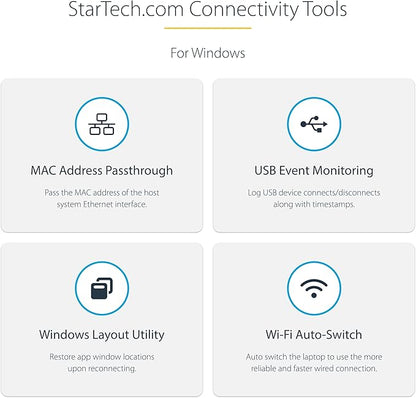 StarTech.com USB-C Docking Station for MacBook Pro M1 M2 M3 M4 and Windows, 4K 60Hz HDMI or 1080p VGA Video, USB 10Gbps Hub, 100W Laptop Charging, GbE, 1ft/30cm Cable