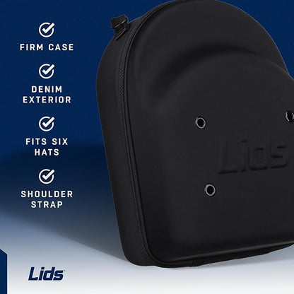 Lids Hat Travel Case – Baseball Cap Carrier for 6 Hats, Durable Khaki Exterior with Black Interior, Storage with Handle & Adjustable Shoulder Strap, Hard Hat Organizer for Travel & Closet