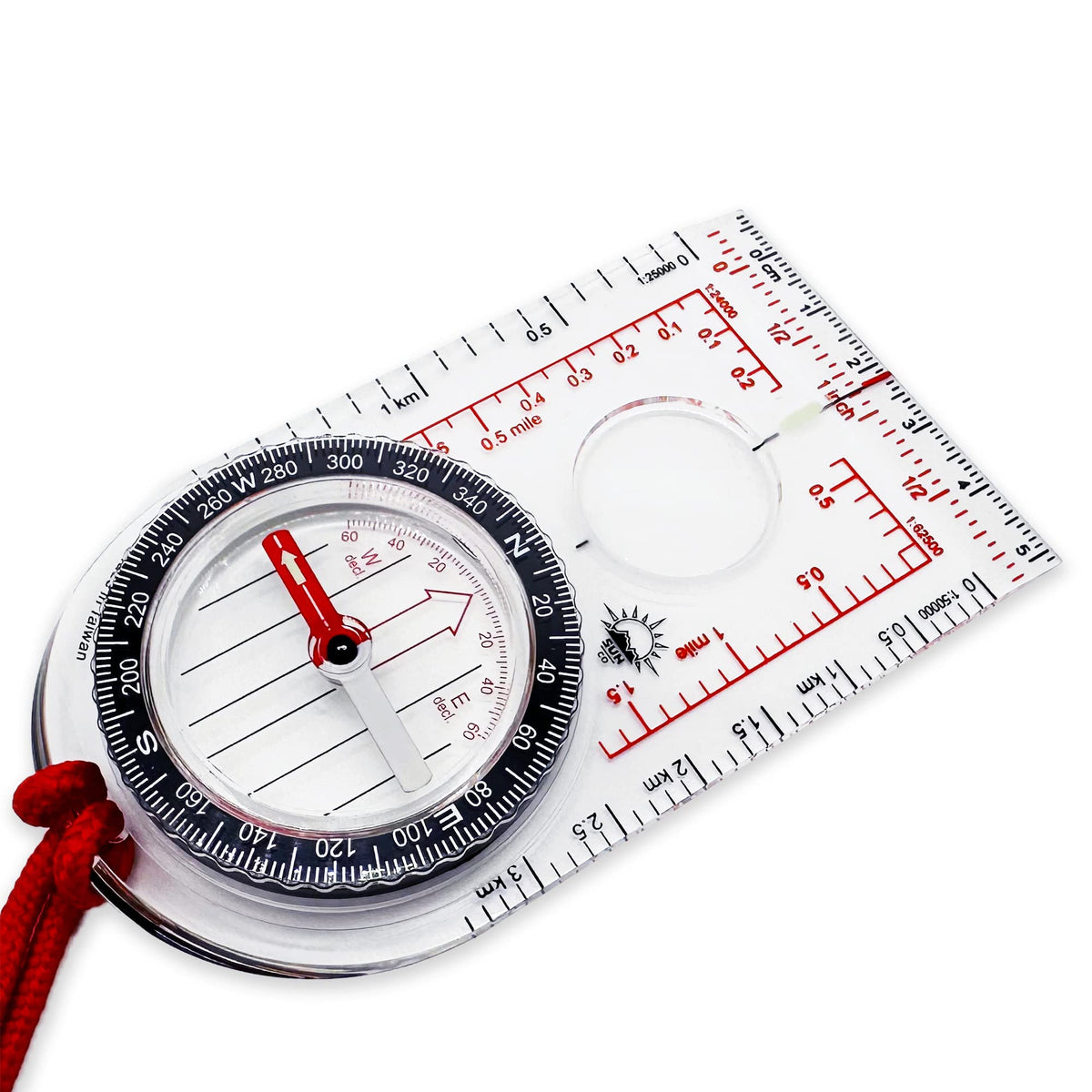 Sun Company ProMap - Ultra Lightweight Baseplate Map Compass with Declination Scale - Accurate Orienteering Compass for Hiking, Backpacking, Camping, and Survival Navigation